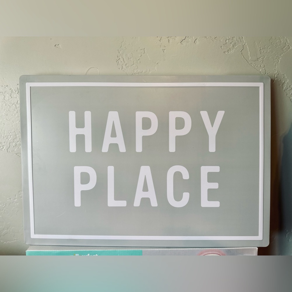 Home Decor HAPPY PLACE Metal Framed Sign 20" x 14"